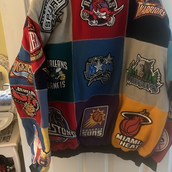 Rare!! W/Tags Men’s Jeff Hamilton Wool & Leather NBA Bomber Jacket. 3XL! Vintage - Picture 11 of 17